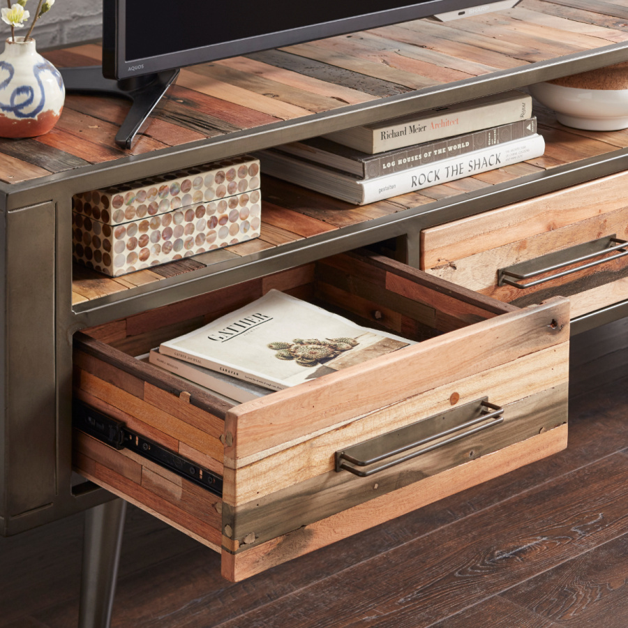 Fernsehschrank im Industrial Stil Holz / Eisen Fernsehschrank im Industrial Stil Holz / Eisen