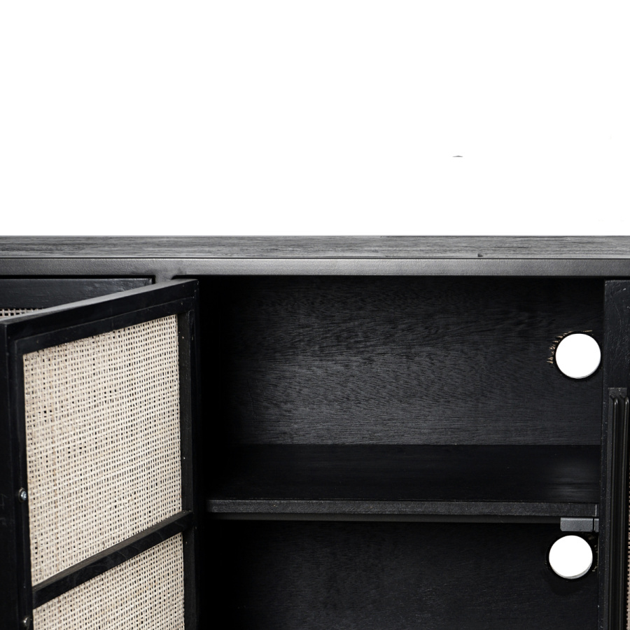 TV-Lowboard im Industrial Stil mit Rattan-Gitter TV-Lowboard im Industrial Stil mit Rattan-Gitter