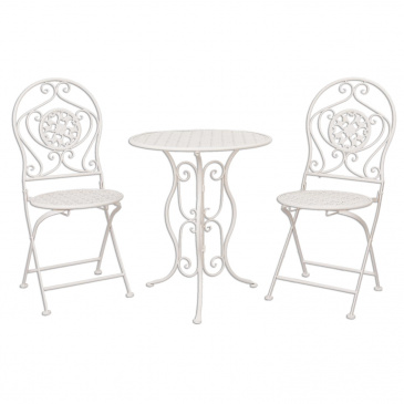 Landhaus Gartenmöbel SET Clayre & Eef Tisch + 2 Stühle 5Y0189 