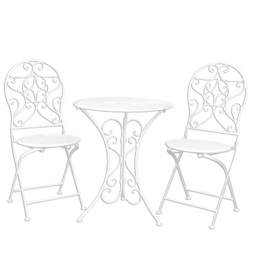 Landhaus Gartenmöbel SET Clayre & Eef Tisch + 2 Stühle 5Y0190 
