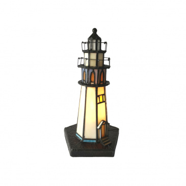 Maritime Tiffany Stil Tischlampe "Leuchtturm" 