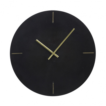 Schwarze Wanduhr modernes Design mit goldenen Zeigern