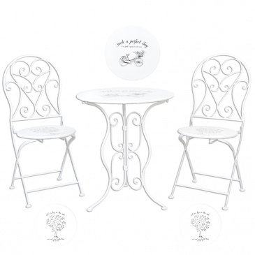 Gartenmöbel SET Tisch + 2 Stühle (weiß) 5Y0192 