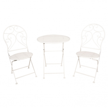 Gartenmöbel SET Tisch + 2 Stühle (weiß) 5Y0632 
