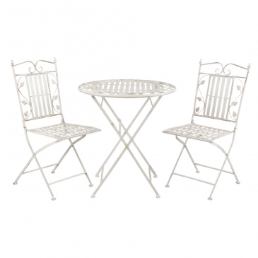 Gartenmöbel / Balkon-Set: Tisch + 2 Stühle Shabby Weiß 5Y0385 