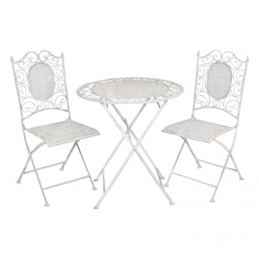 Gartenmöbel SET Tisch + 2 Stühle weiss 5Y0128 