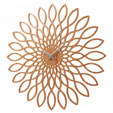 Minimalistische Wanduhr "Blume" 60cm Holz-Finish 